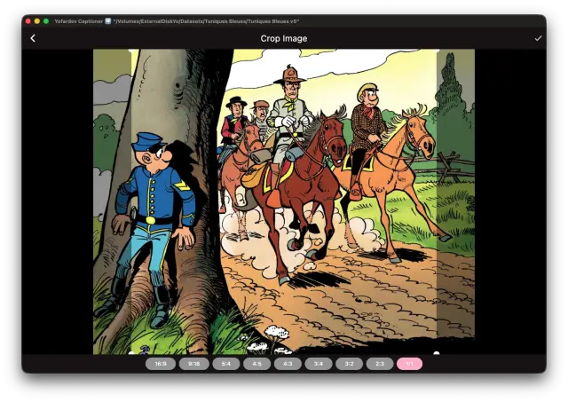 AI caption generation dialog showing automatic text description created for selected image