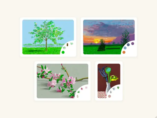 User creating artwork on iPad with Hockney-style guidance and assistance