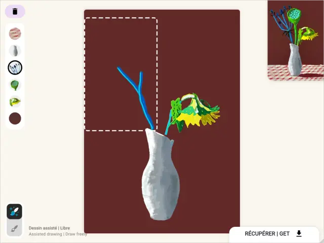Gallery view displaying recreated Hockney artworks created by app users